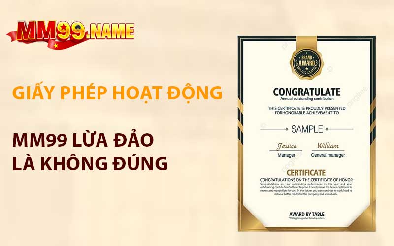 Giấy phép hoạt động - Chứng Minh Website MM99 Lừa Đảo Là Không Đúng